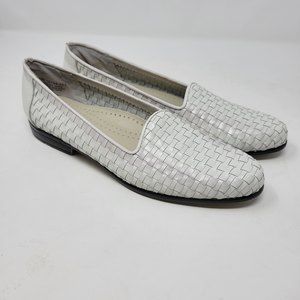 Trotters leather woven loafers white sz 8ss